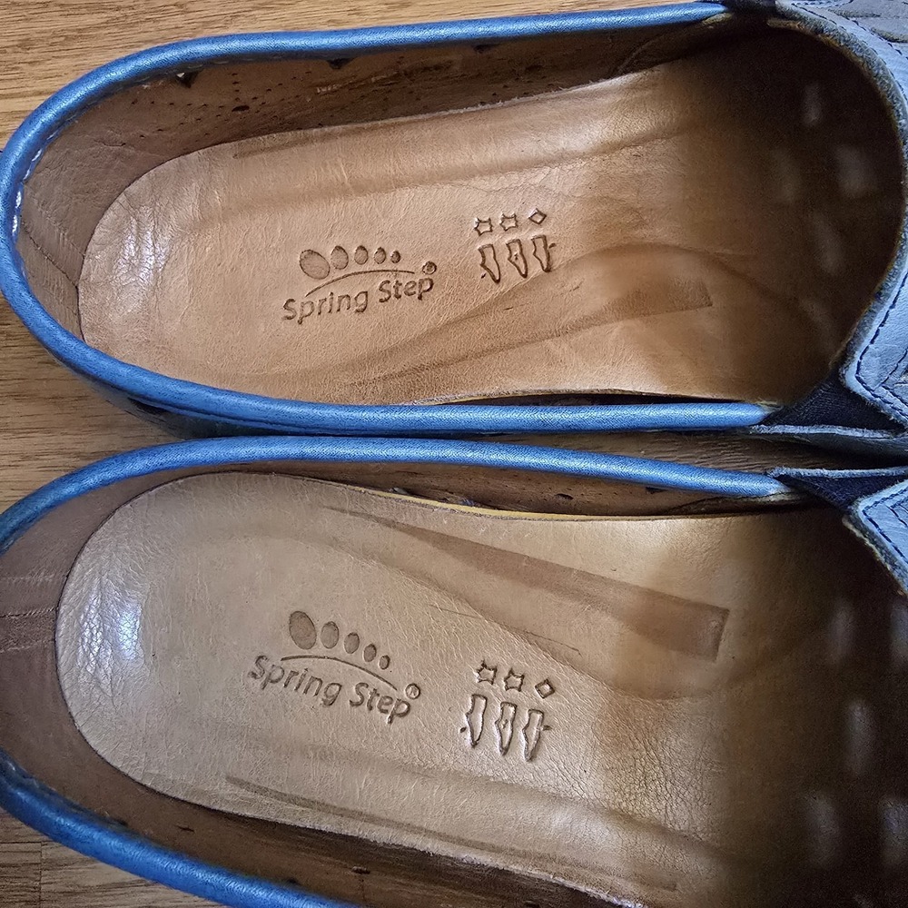 Spring Step Fusaro Blue Leather Slip On Loafers Women's 8.5US 39EU Comfort Flats - Picture 2 of 8